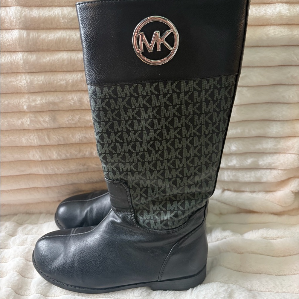 Michael Kors Kids Black and Gray Monogram Boots